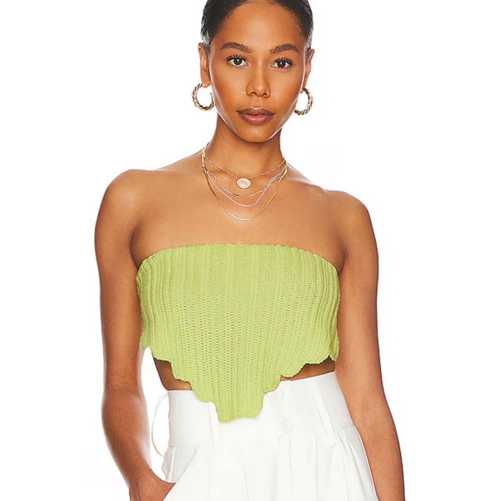 Revolve Sima Strapless Crop Top Lime (size small)